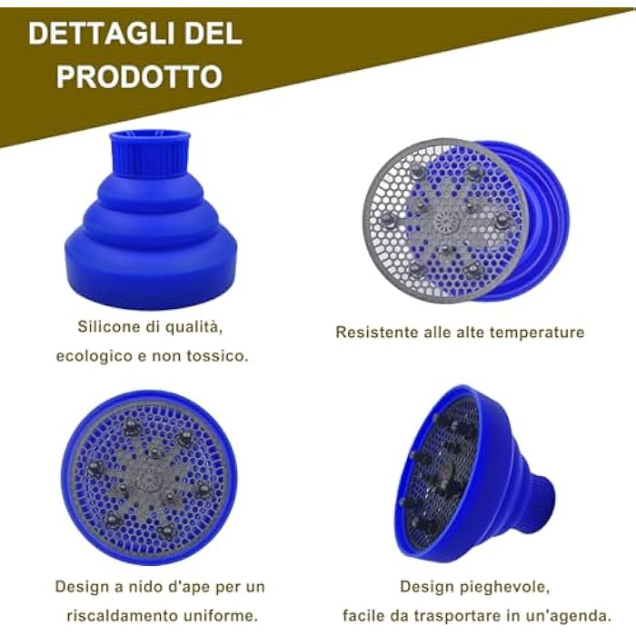 Silicone Diffuser, Curly Hair Diffuser, Portable Curly Hair Diffuser, Adaptable To Hair Dryer With Diameter 4-5 Cm, Foldable And Reusable (Blue) - Image 4